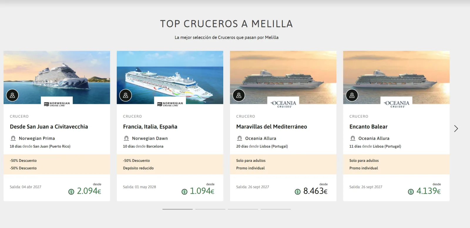 Imagen de la noticia: Viajes El Corte Inglés comercializa 74 cruceros con escala en Melilla para 2027 y 2028
